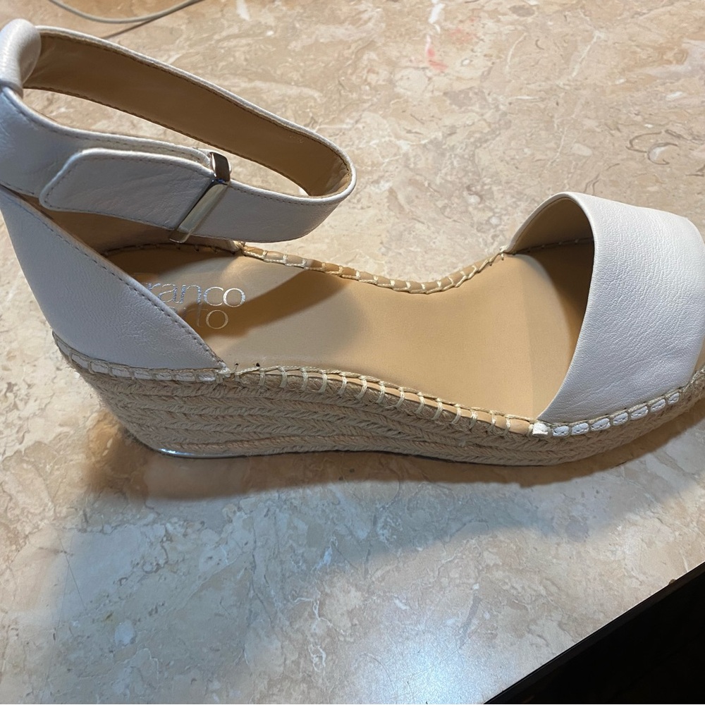 Franco Sarto Cream Wedge Sandals